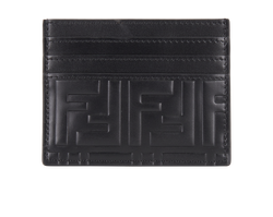 Fendi FF Business Card Holder, Leather, Black, B/DB, 4*